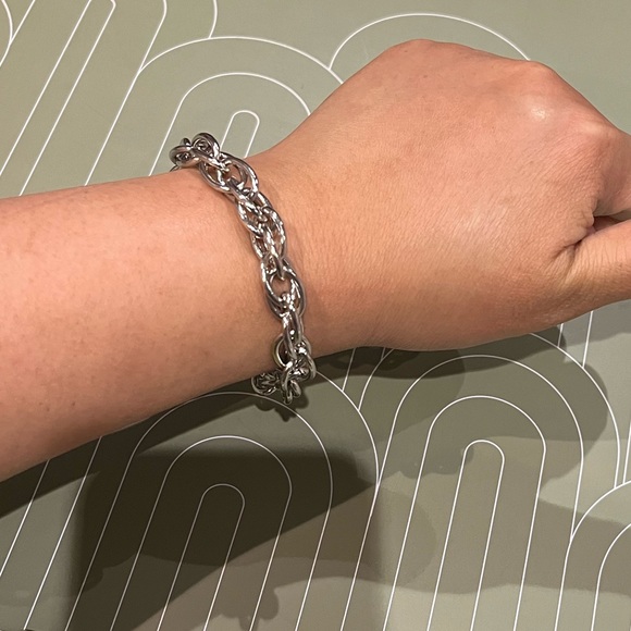 Vintage Silver Chunky Chain Rope Bracelet Electroplated Costume Jewelry Unisex - Picture 4 of 7